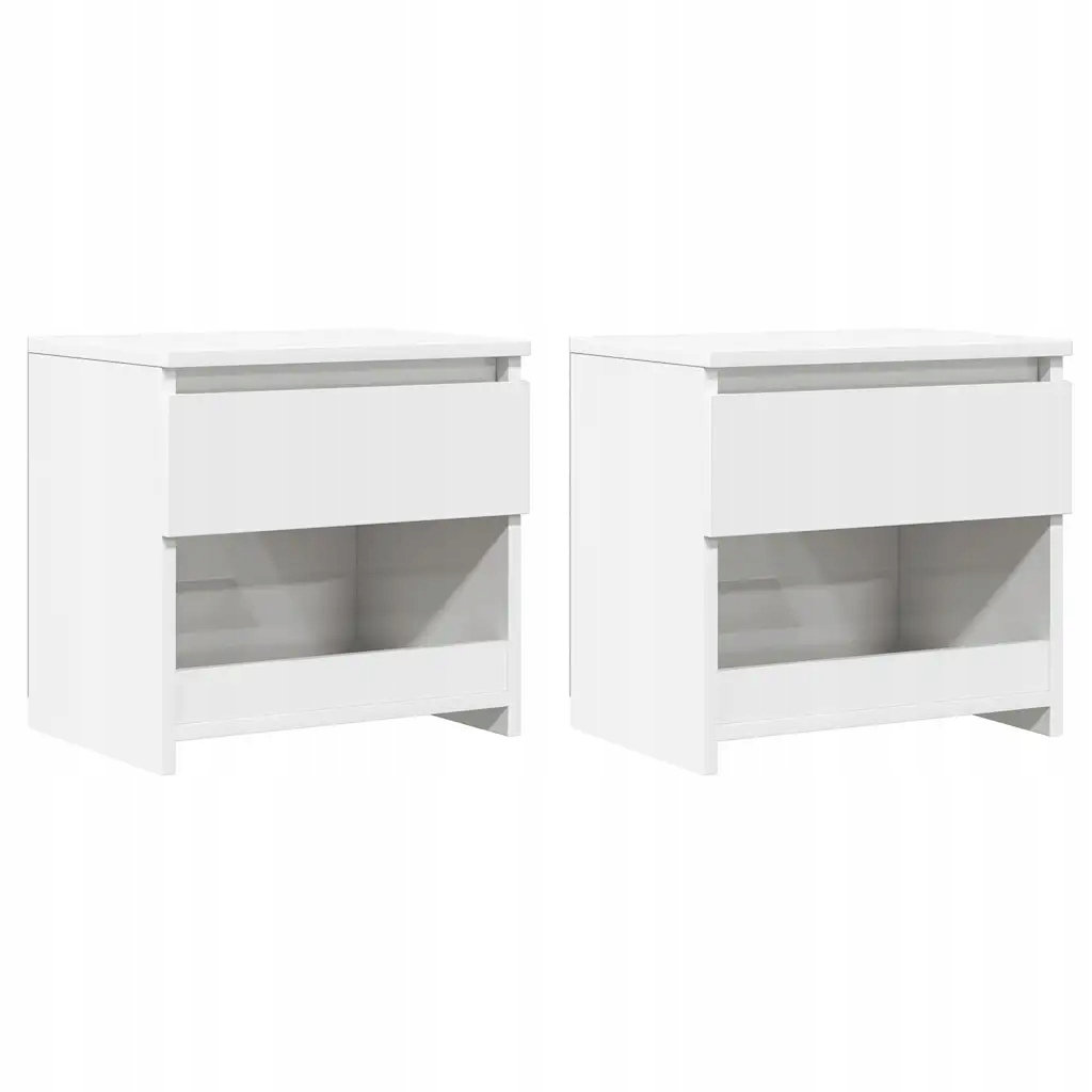 Bílé noční stolky 40 x 30 x 39 cm, materiál na bázi dřeva, 2 ks