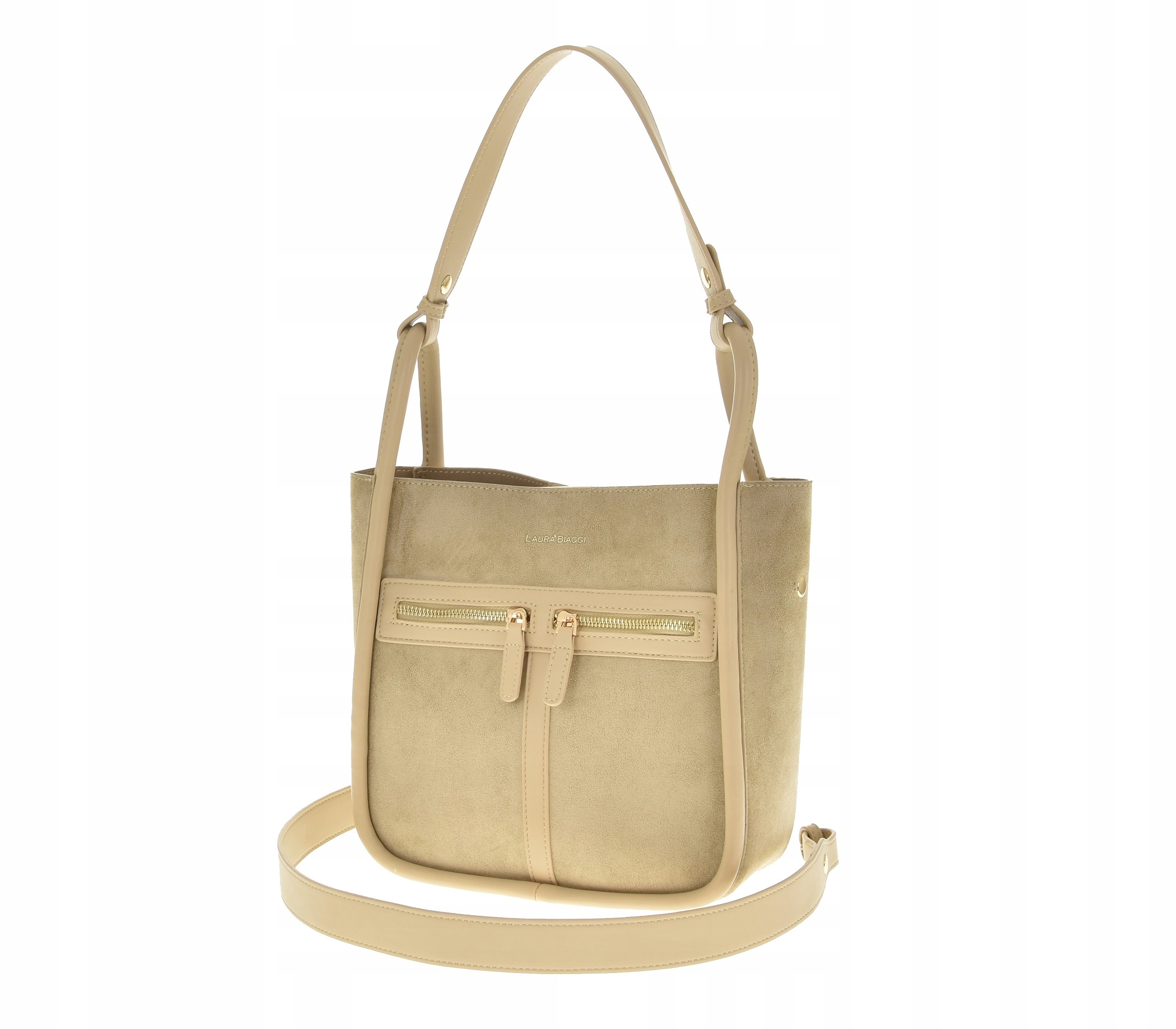 Dámská kabelka Laura Biaggi shopper pošťačka béžová semišová elegantní