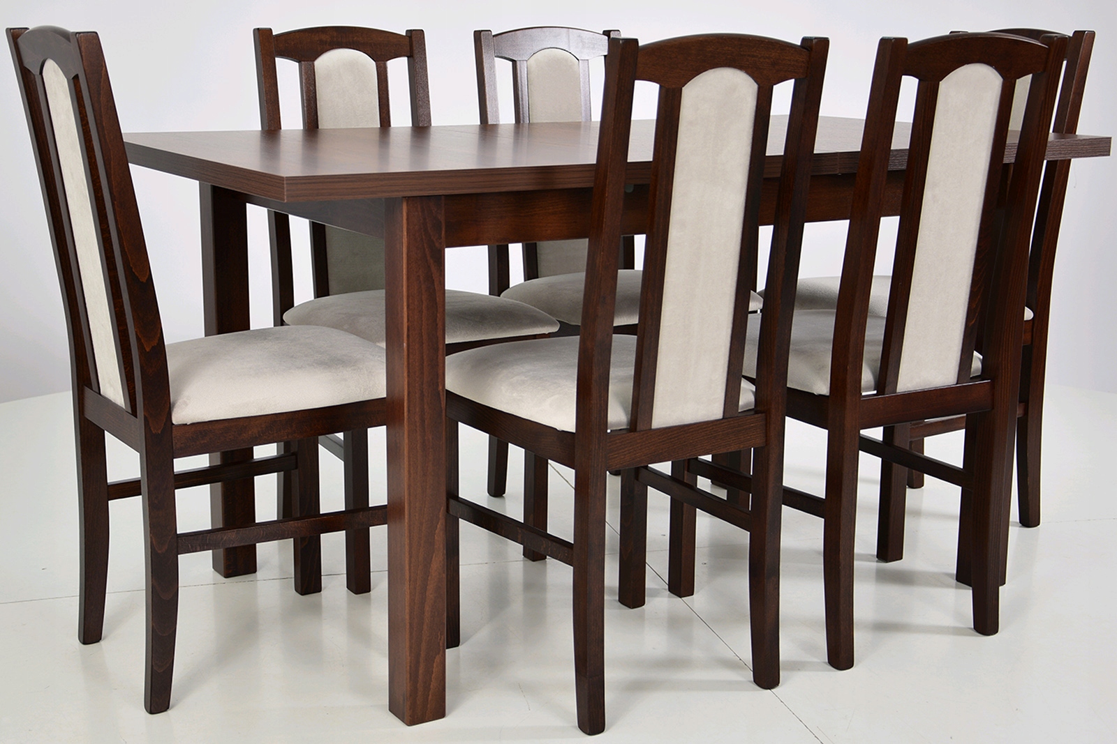 Zestaw STÓŁ do 150cm i 6 krzeseł z drewna ORZECH Materiał płyta laminowana