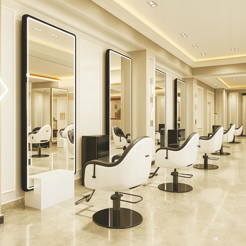 Kadeřnická konzola barberská zrcadlo kadeřnická 200x80 Led
