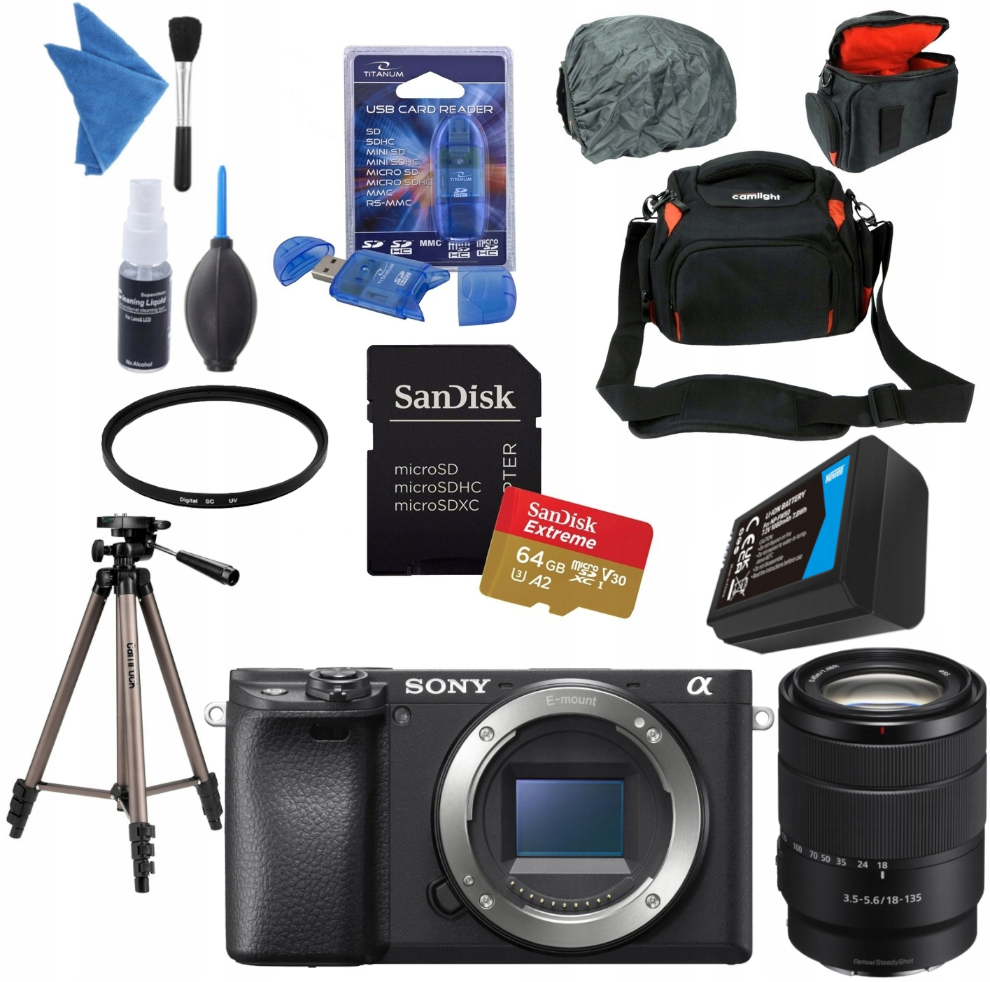 Sony A6400 Aparat A6400M ILCE6400M 18-135 3.5-5.6 SEL18135 Akcesoria 2X Aku