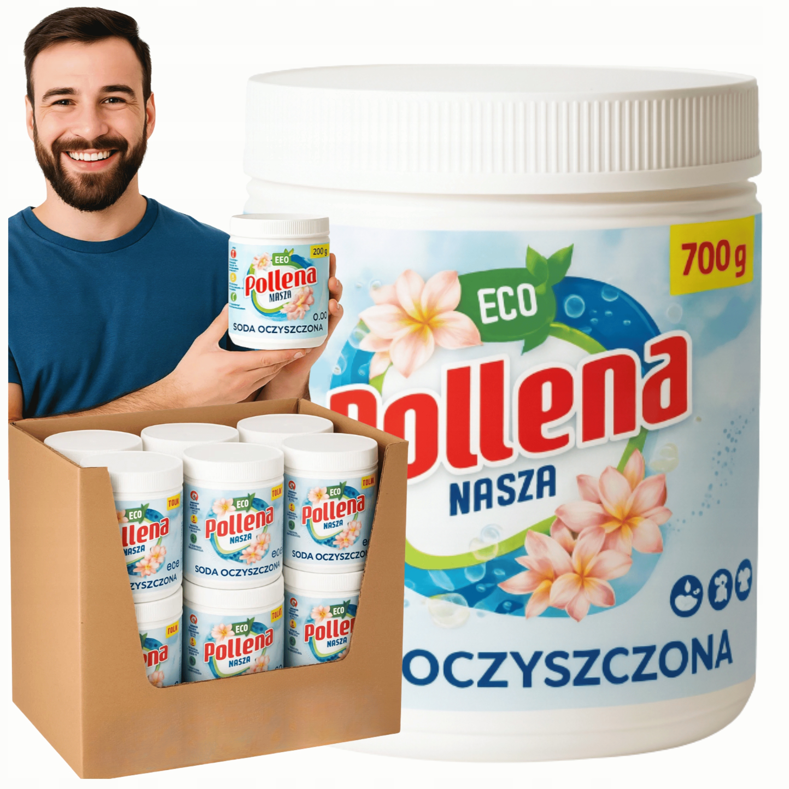 Čištěná Soda Pollena Naše 700G 0,7KG Na Čištění Prádla X10ks
