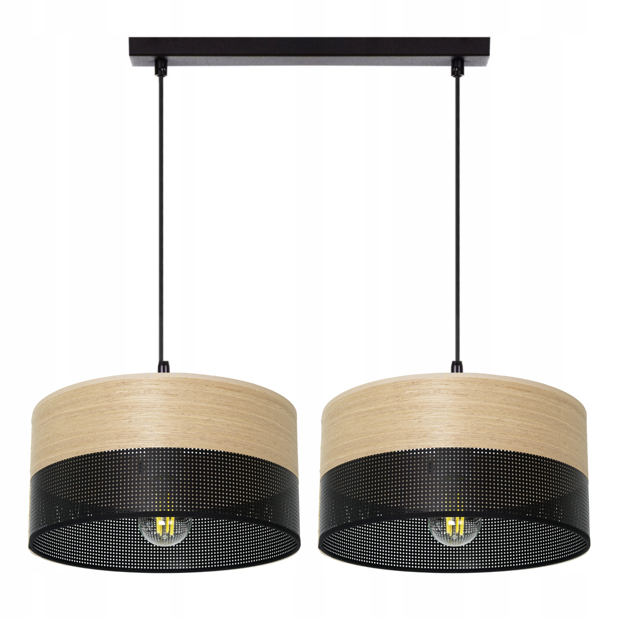 Závěsná Lampa Stínidlo 30 cm S Dírkami Dřevo E27 Led