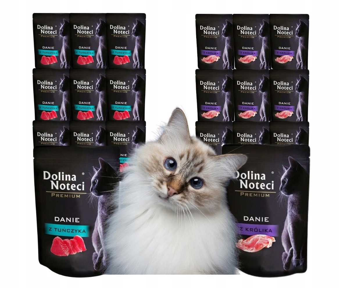 Levně Mokré krmivo pro kočky Dolina Noteci Jídlo MIX 2 příchutí 20x85g králík tuňák