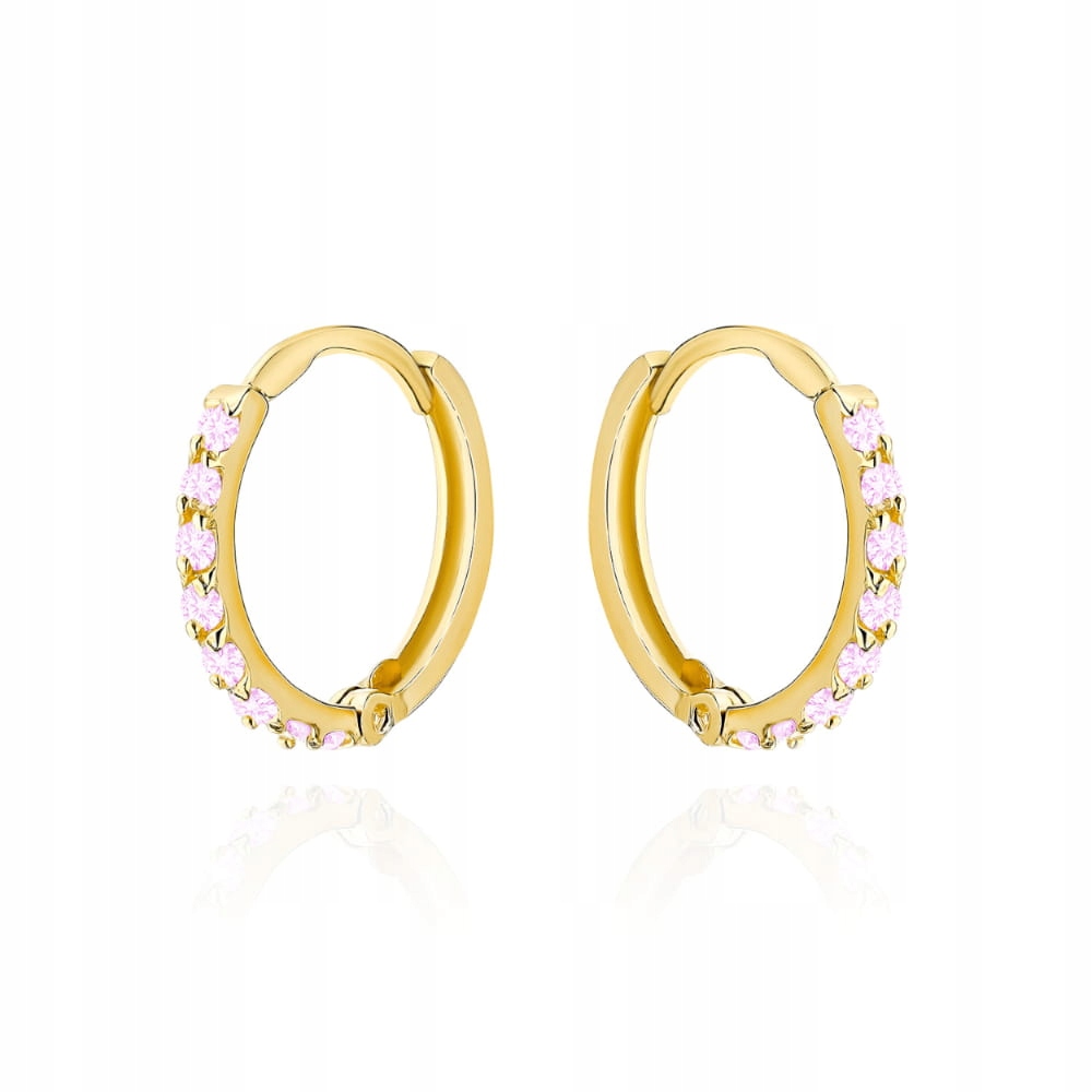 Zlaté náušnice 585 s růžovými zirkony Kolečka 0.83g Kolečka dárek