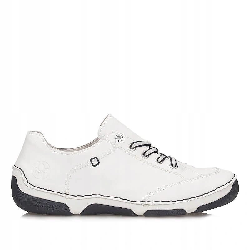 Półbuty damskie Rieker 55901-80 white białe sneakersy sznurowane skórzane