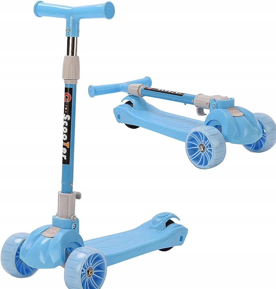 HULAJNOGA 3 KOŁOWA NIEBIESKA ŚWIECĄCE KOŁA LED regulowana i składana