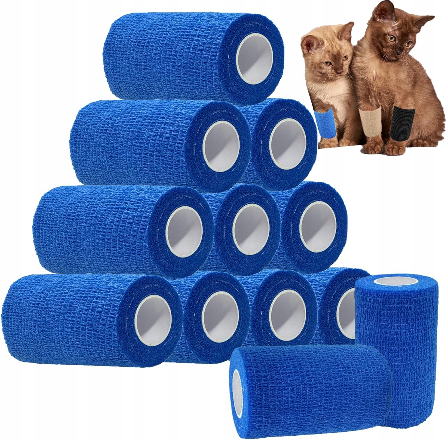 12SZT Bandaż Kohezyjny Samoprzylepny Elastyczny 10cm*4,5m Niebieski