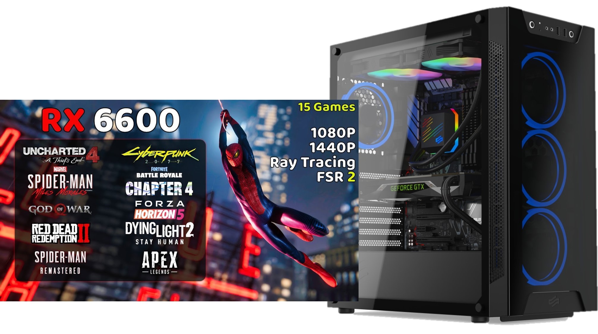 Komputer GAMINGOWY AMD Ryzen 5 5600 Radeon RX 6600 8GB 1TB SSD 16GB RAM ...