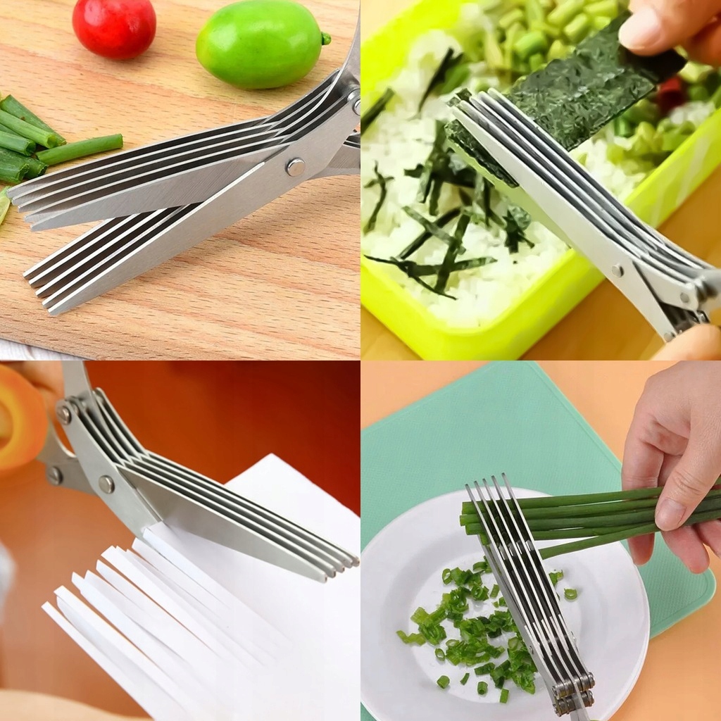 NOŻYCZKI KUCHENNE DO ZIÓŁ NOŻYCE DO KROJENIA CIĘCIA WILOFUNKCYJNE 5 OSTRZY Długość 19 cm