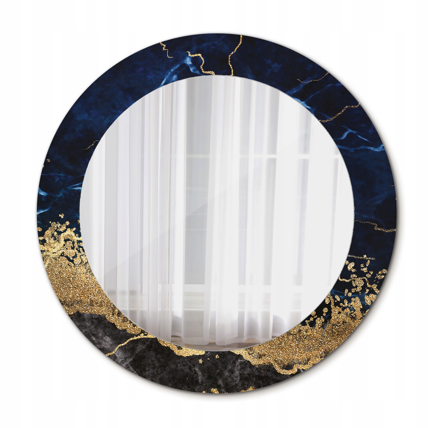 Moderné okrúhle zrkadlo Modrý mramor 60 cm