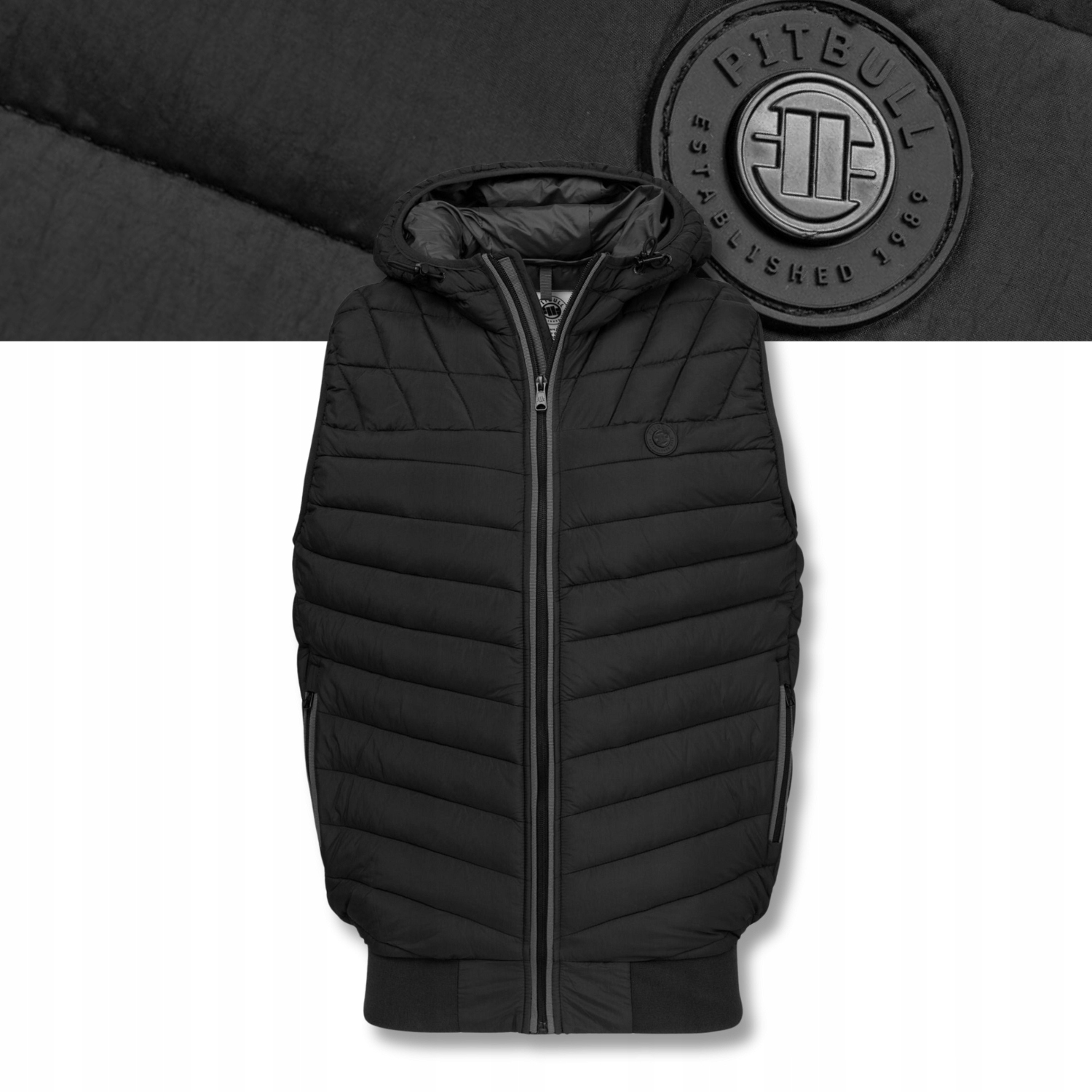 Pánská prošívaná Bunda Bez Rukávů s kapucí s kapucí se stojáčkem Pitbull Naylor