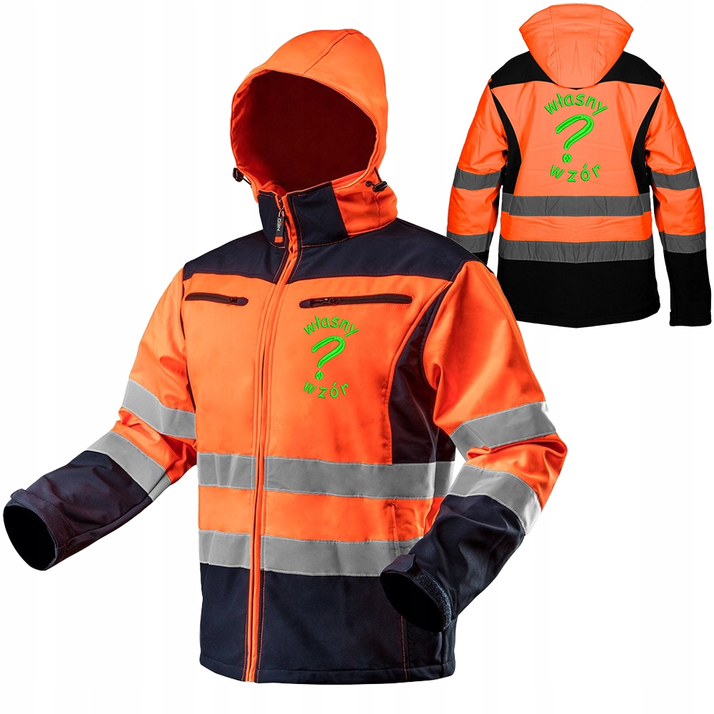 Pracovní softshellová bunda s kapucí oranžová Neo s výšivkou vlastního vzoru