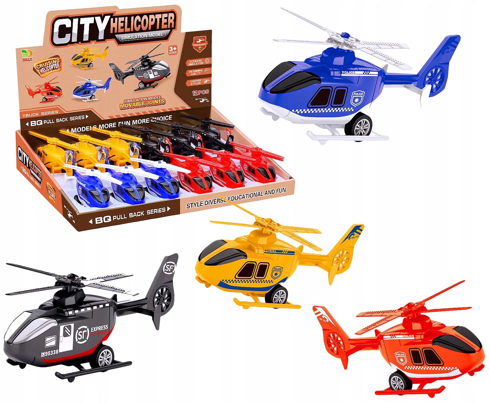 HELIKOPTER NAPĘD PULL-BACK ZABAWKA DLA DZIECI Rodzaj samoloty