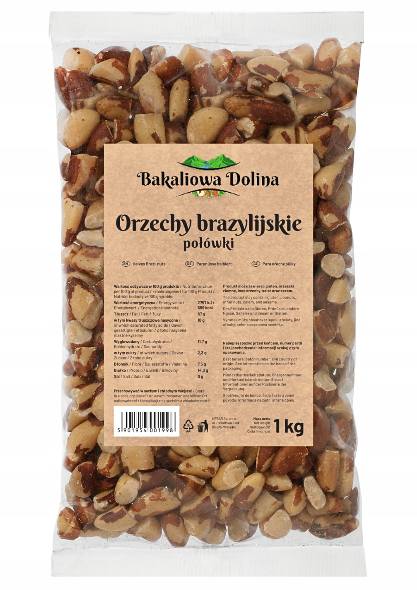 Levně Brazilské Ořechy Půlky 1kg 1000g Čerstvé Přírodní Kvalita Selen