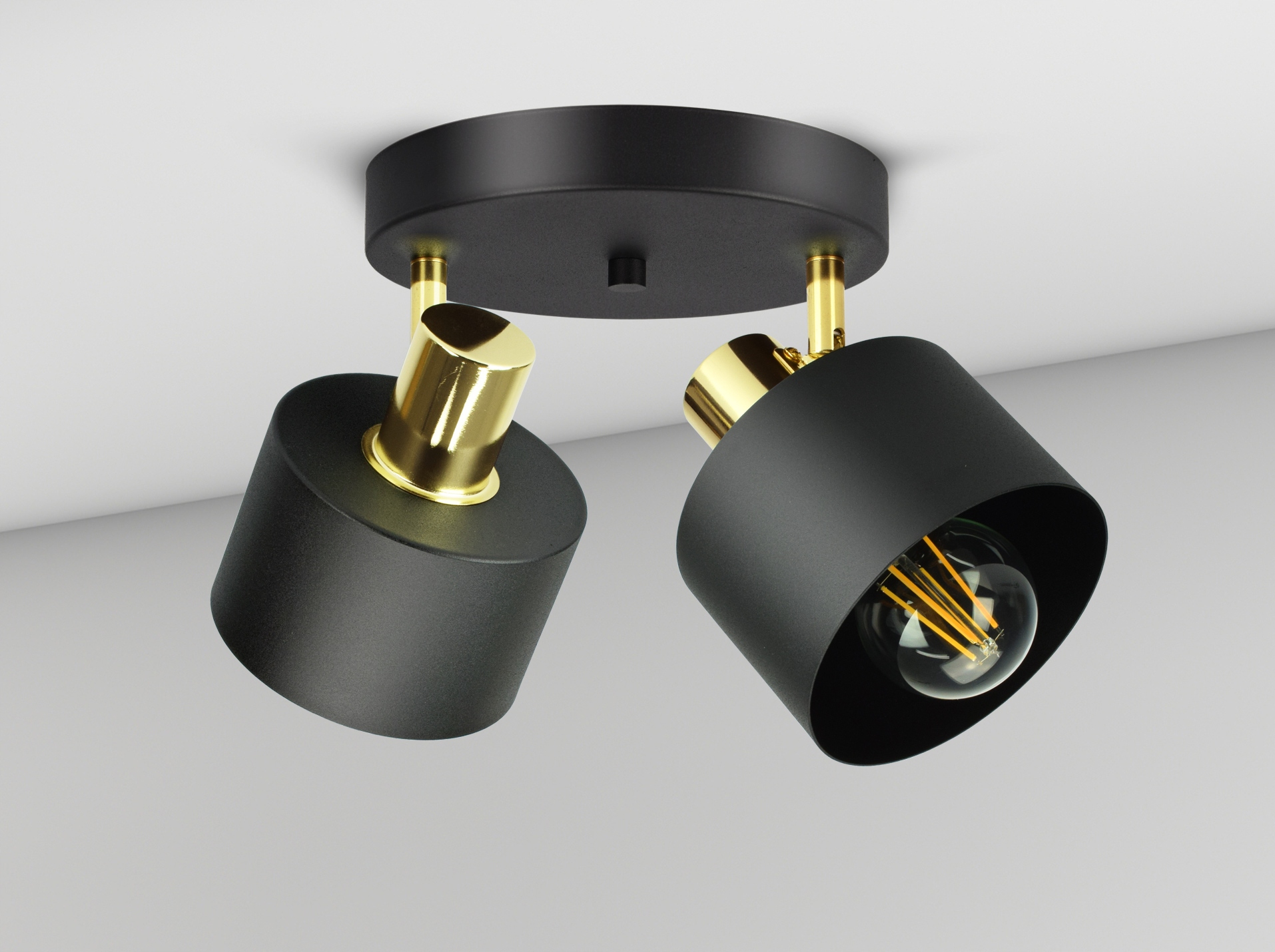 Lampa Sufitowa Żyrandol Plafon Czarna Złota Classic Spot EG2 LED E27 Długość/wysokość 20 cm