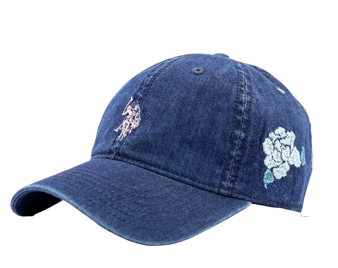 Čepice s kšiltem pro mládež U.s. Polo Assn. 54-59 Cm Výšivka Květ Jeans