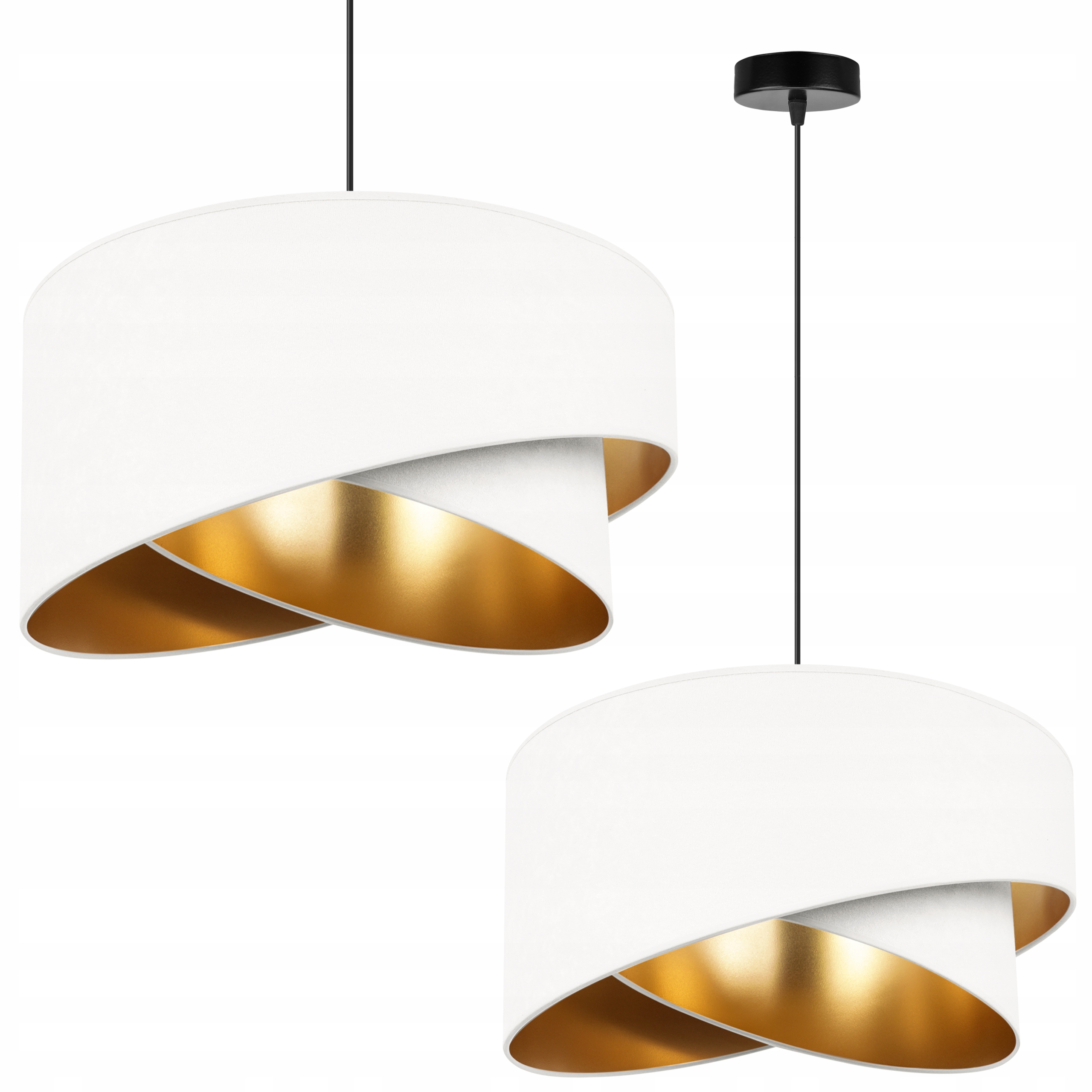 Stropná Závesná Lampa Luster Single Biela Zlatá Glamour Tienidlo