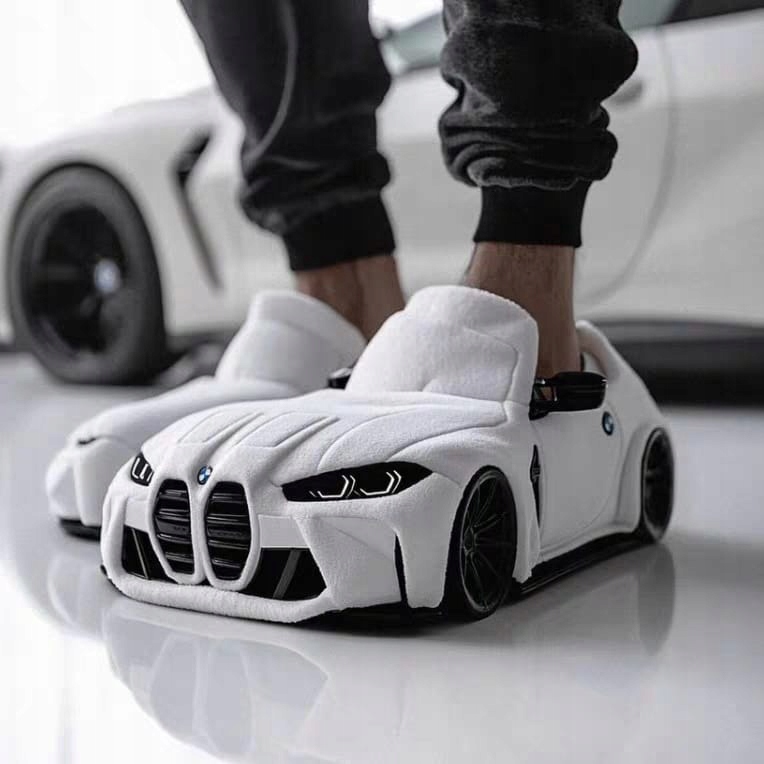 Papuče Bmw bmw boty nazouváky Plyšové Domácí Bílé pro automobilové fanoušky
