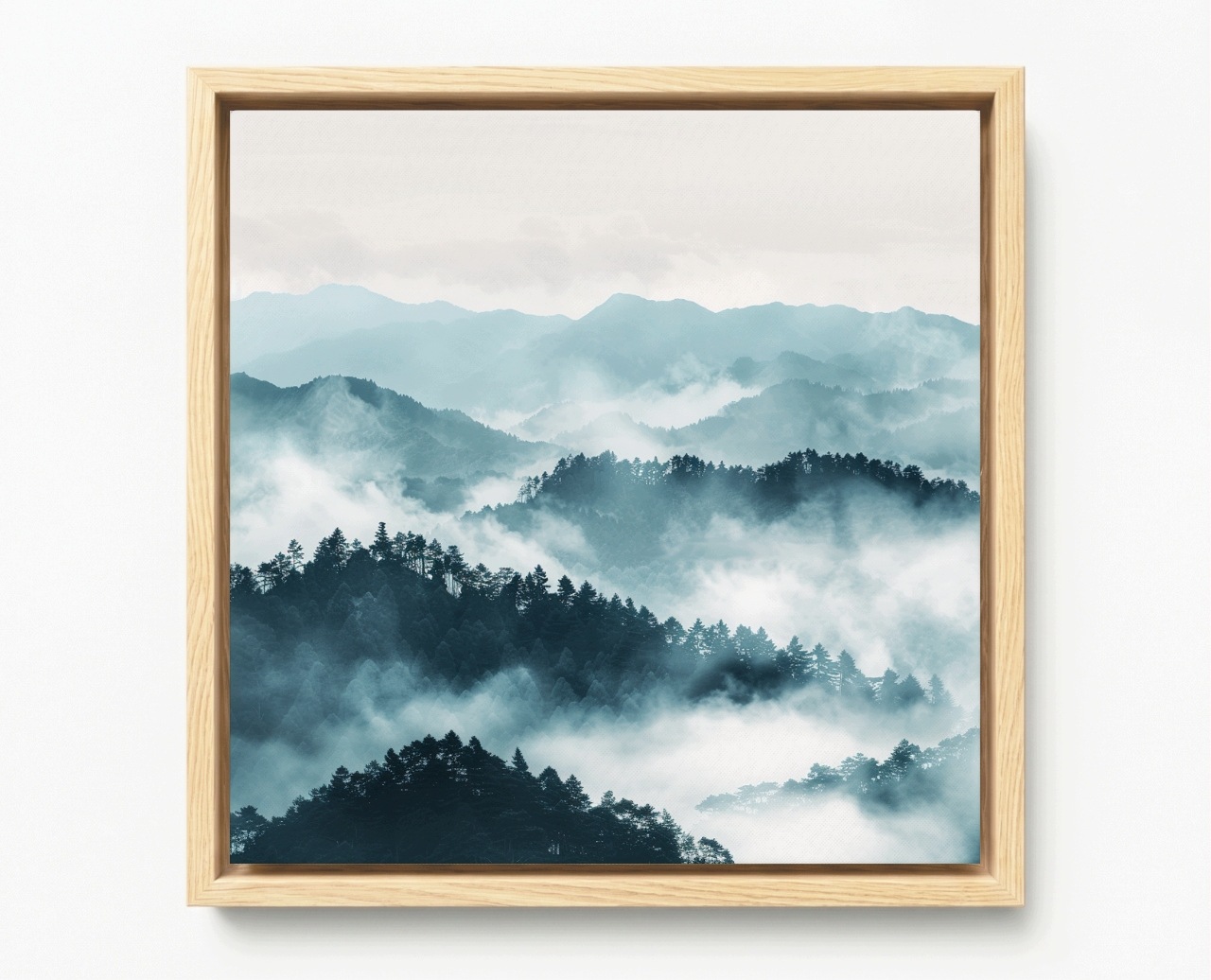 Obraz Rám Americká Krajina Pohled Na Venkovní Les Hory Stromy Mlha 50x50