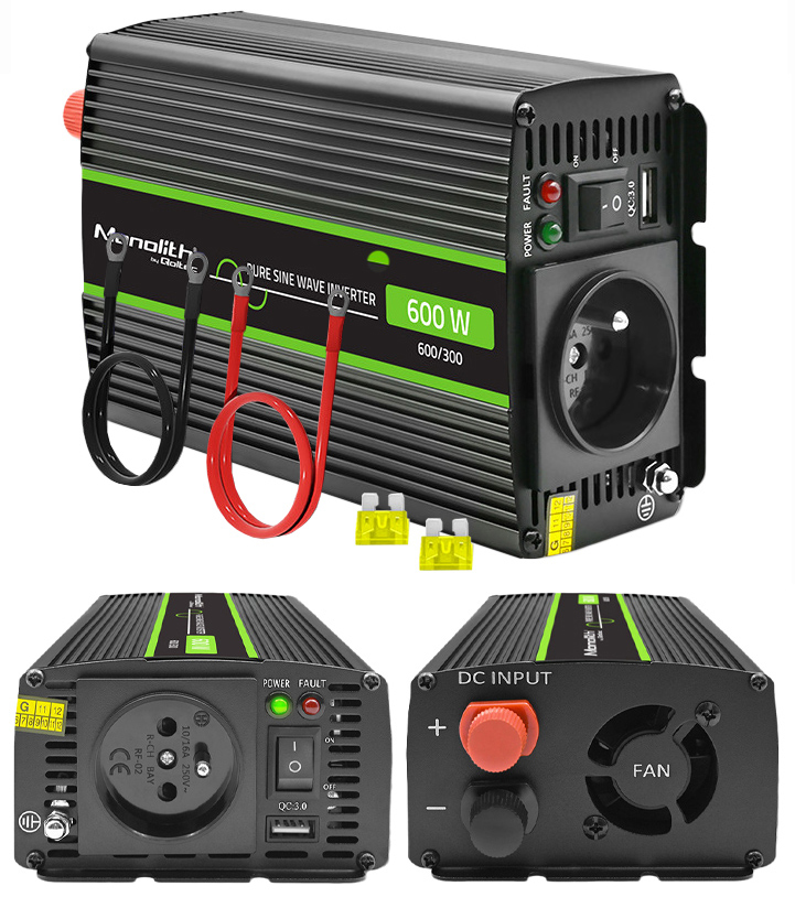 Przetwornica Napięcia Tir Pełny Czysty Sinus Qoltec 24V 300W 600W Usb