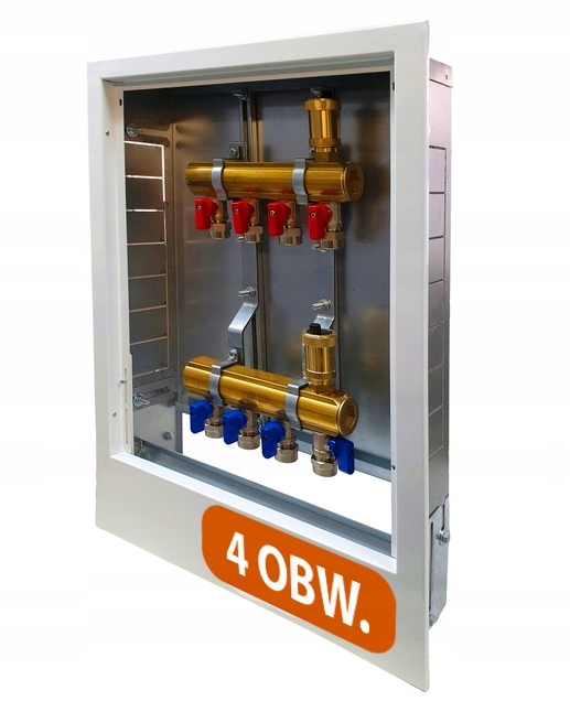 ROZDZIELACZ 4 OBWODY MOSIĘŻNY DO OGRZEWANIA SZAFKA ZAWORKI PEX ALUPEX 16mm