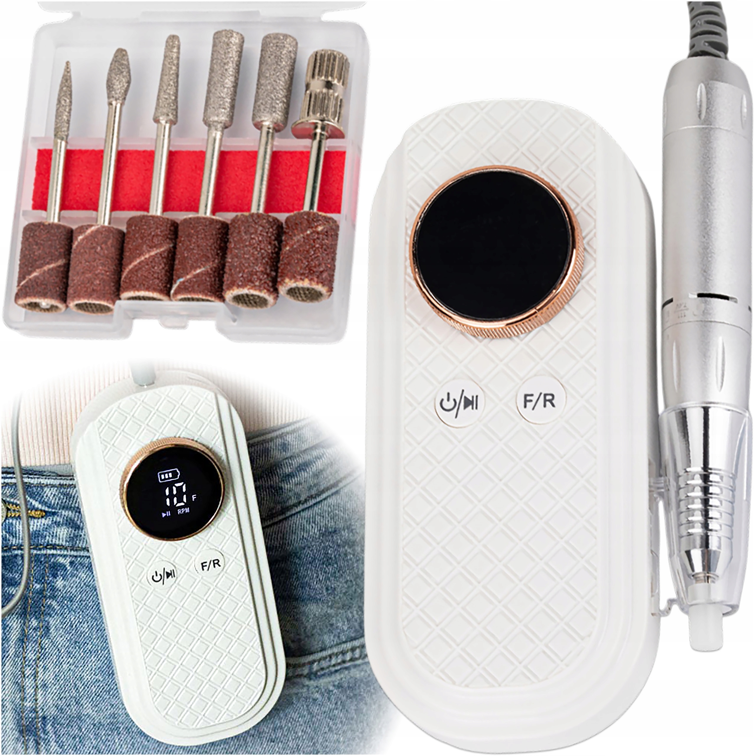 Bezdrátová kapesní Bruska na nehty, výkonná, 50 W sada frézek