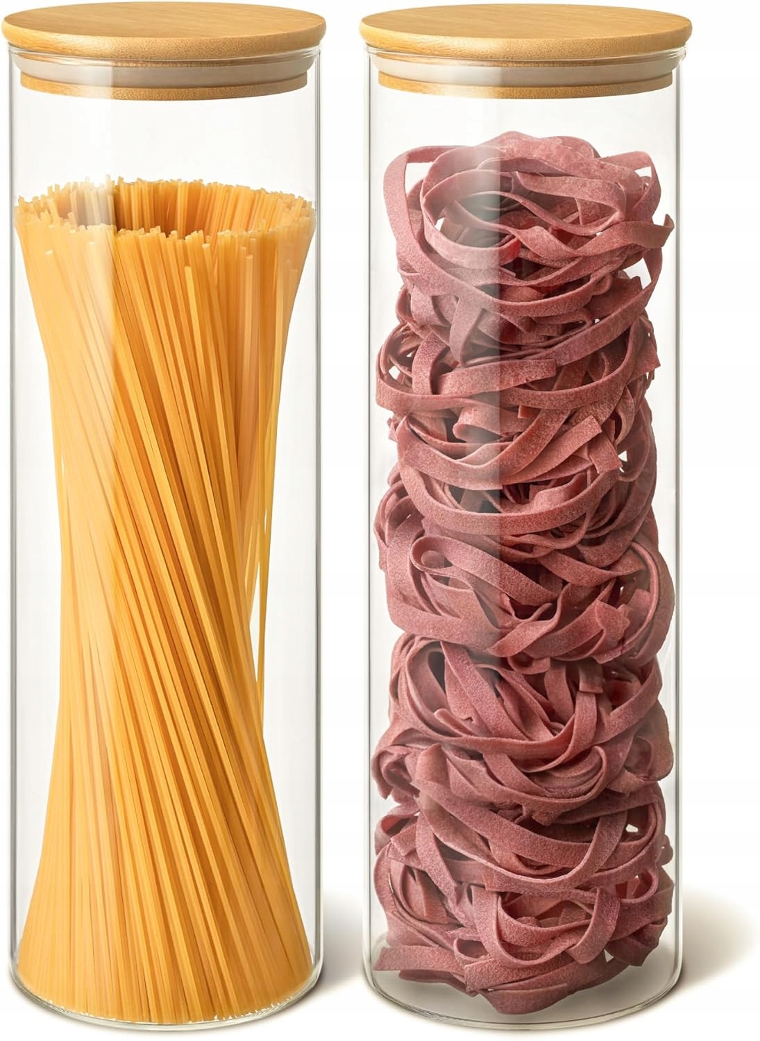 Sklenice na špagety 2x 2 l skleněné s bambusovým hermetickým víkem