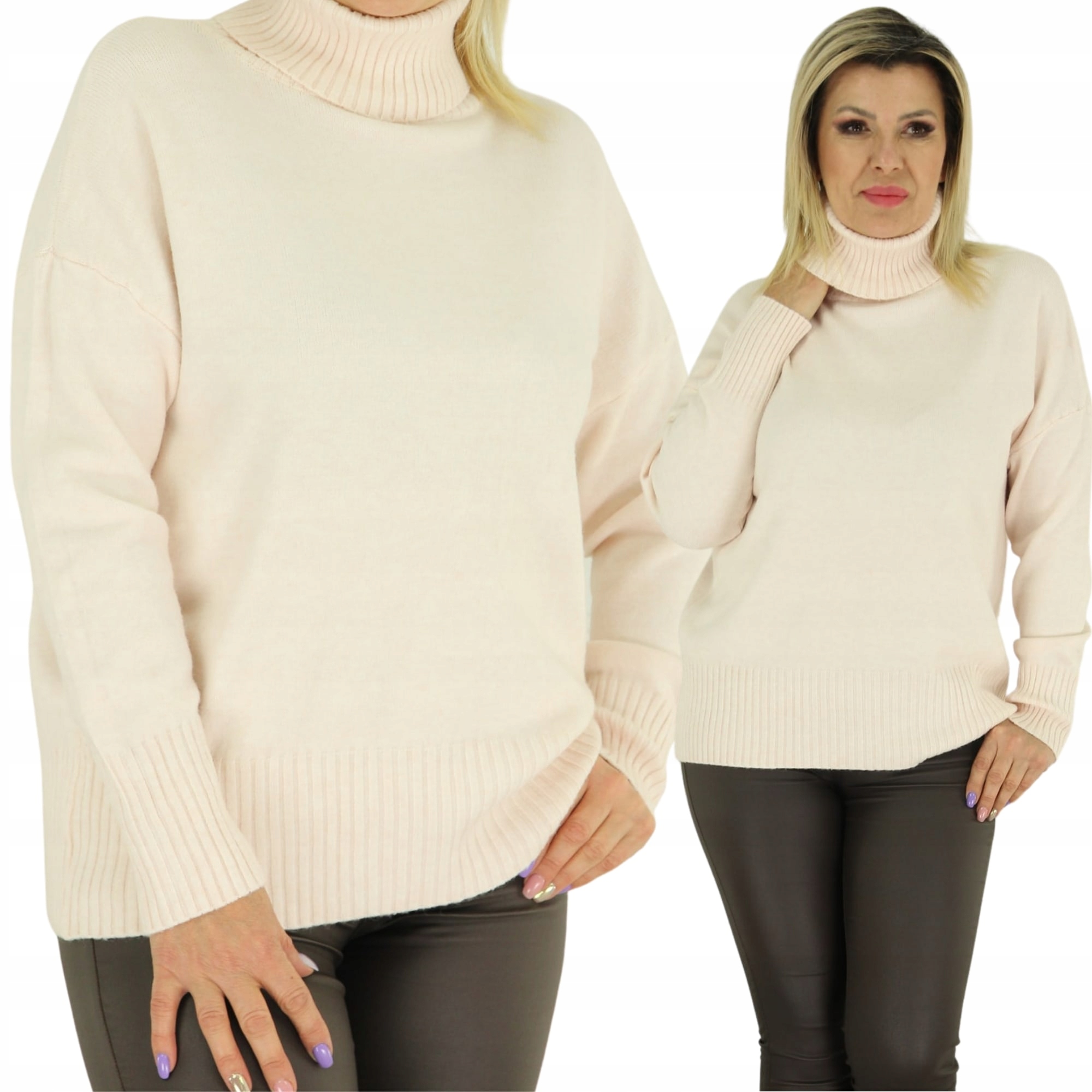 

Sweter Damski Prążkowany Z Golfem S M L XL