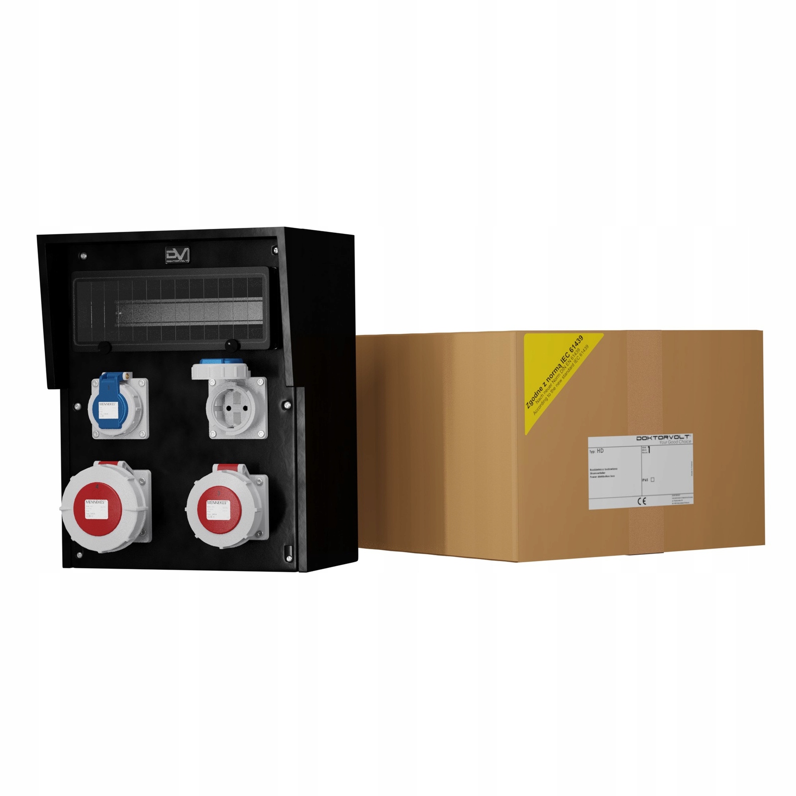 Stavební rozvaděč gumový Hd IP67 32A/5P 16A/5P 2x230V zásuvky Mennekes