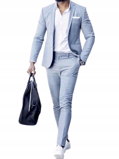 Shein Pánský Elegantní Modrý Oblek S XL Vzorem, Velikost 5B