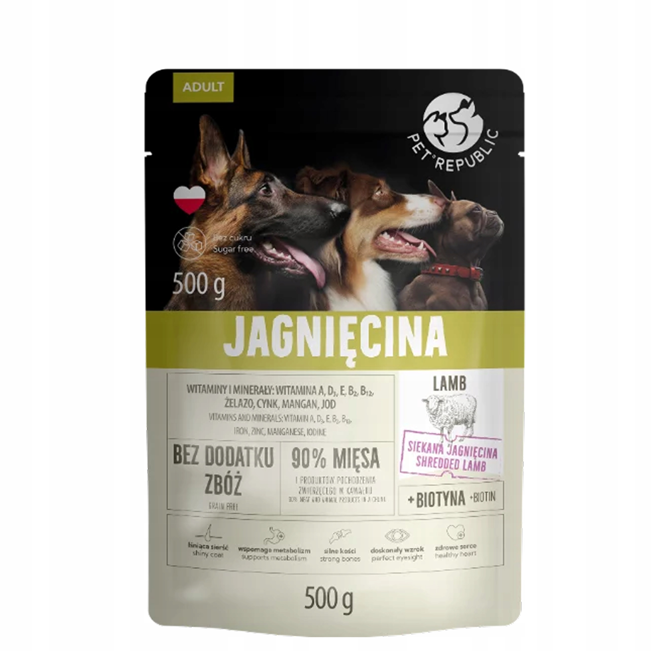 Levně PetRepublic kapsičky pro psa kousky masa v jehněčí omáčce 12x500g