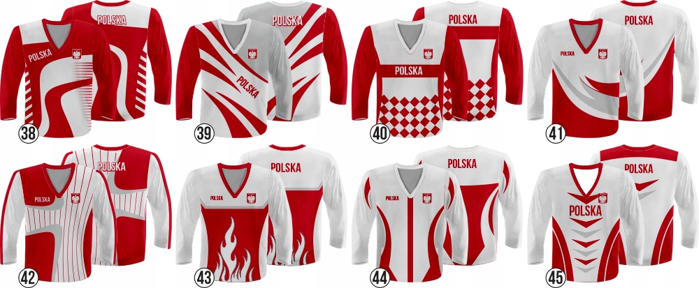 POLSKA BLUZA HOKEJOWA RÓŻNE WZORY Rękaw długi rękaw