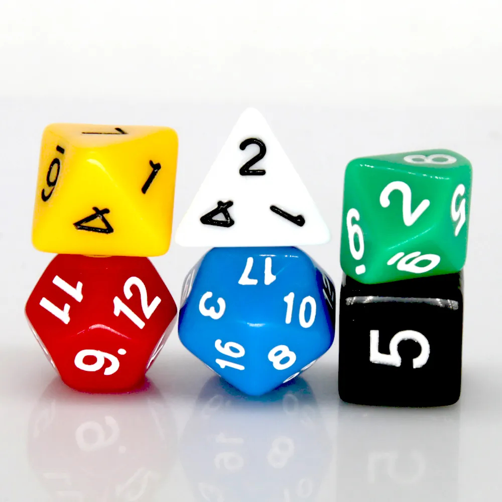 KOLOROWY ZESTAW 6 KOŚCI KOSTEK RPG Liczba ścian 4 6 8 10 12 20