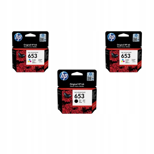 Komplet Oryginalnych Tuszy Hp 653 2x Kolor 3YM74AE Czarny 3YM75AE