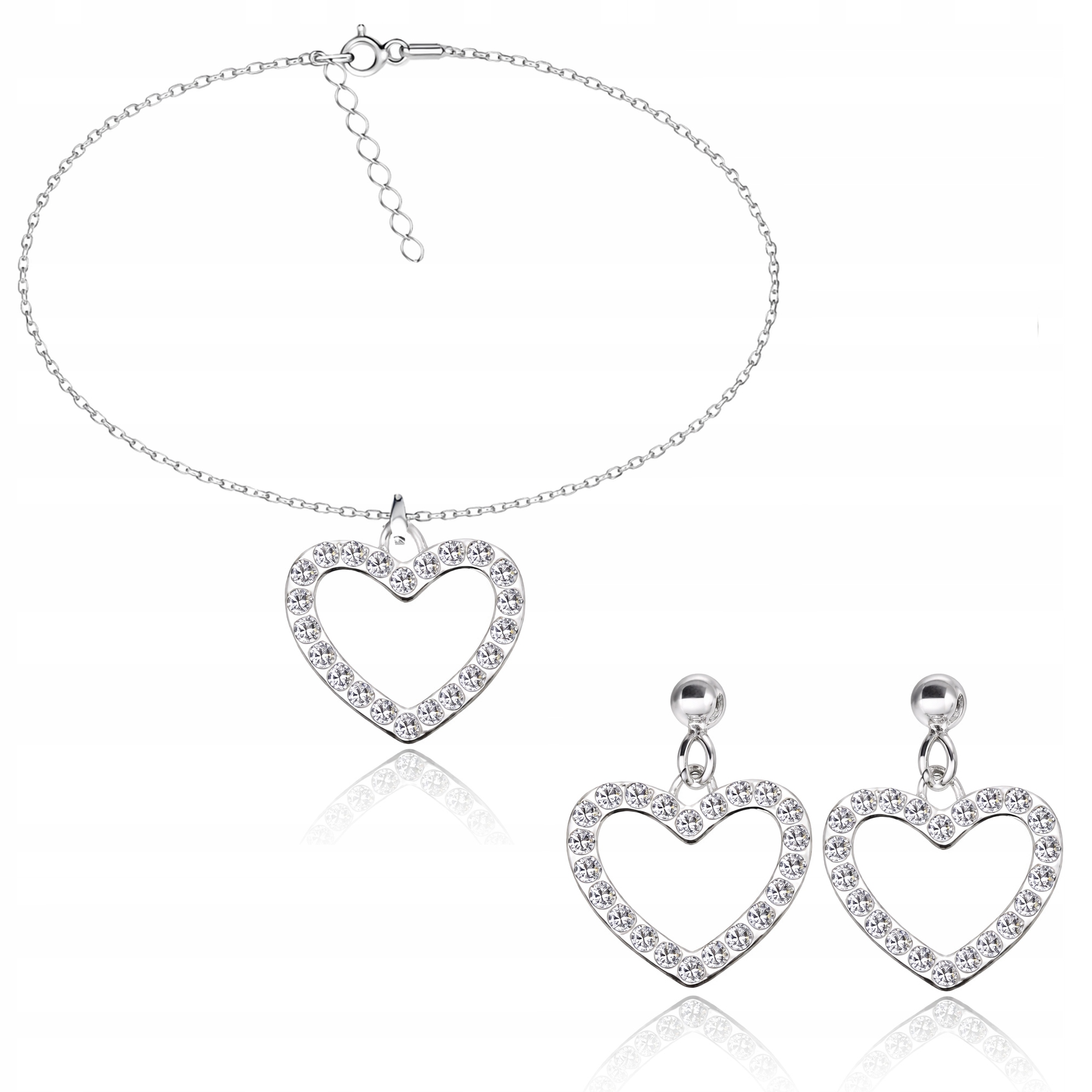 Srdíčko srdce s zirkony Sada šperků s vazbou ankr stříbro 925