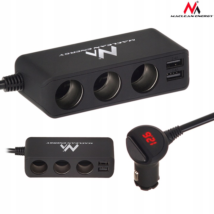 

Trójnik Rozdzielacz Zapalniczki 12-24V 2xUSB 120W