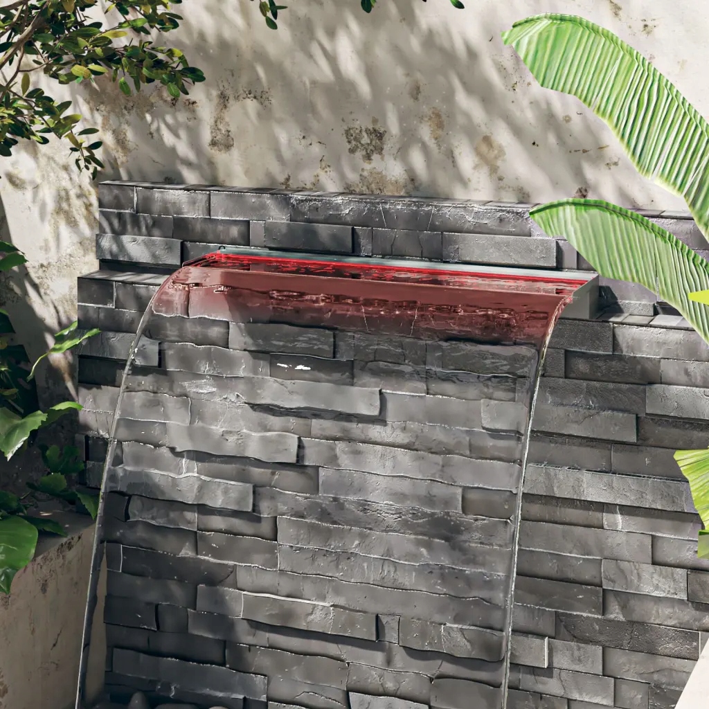 Wylewka do wodospadu z RGB LED, stal nierdzewna, 90 cm Długość 1 m