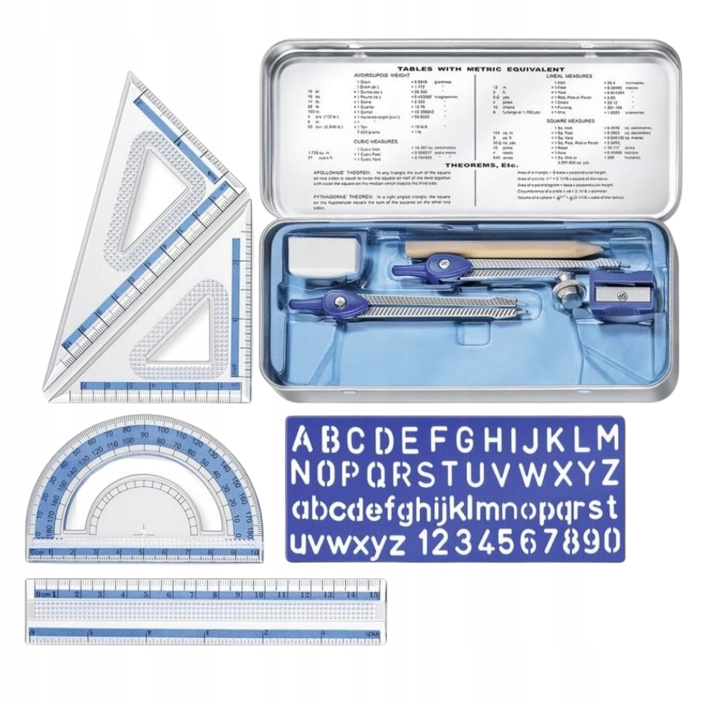 STAEDTLER 557 ZESTAW KREŚLARSKI GEOMETRYCZNY 10 ELEMENTÓW EKIERKA CYRKIEL