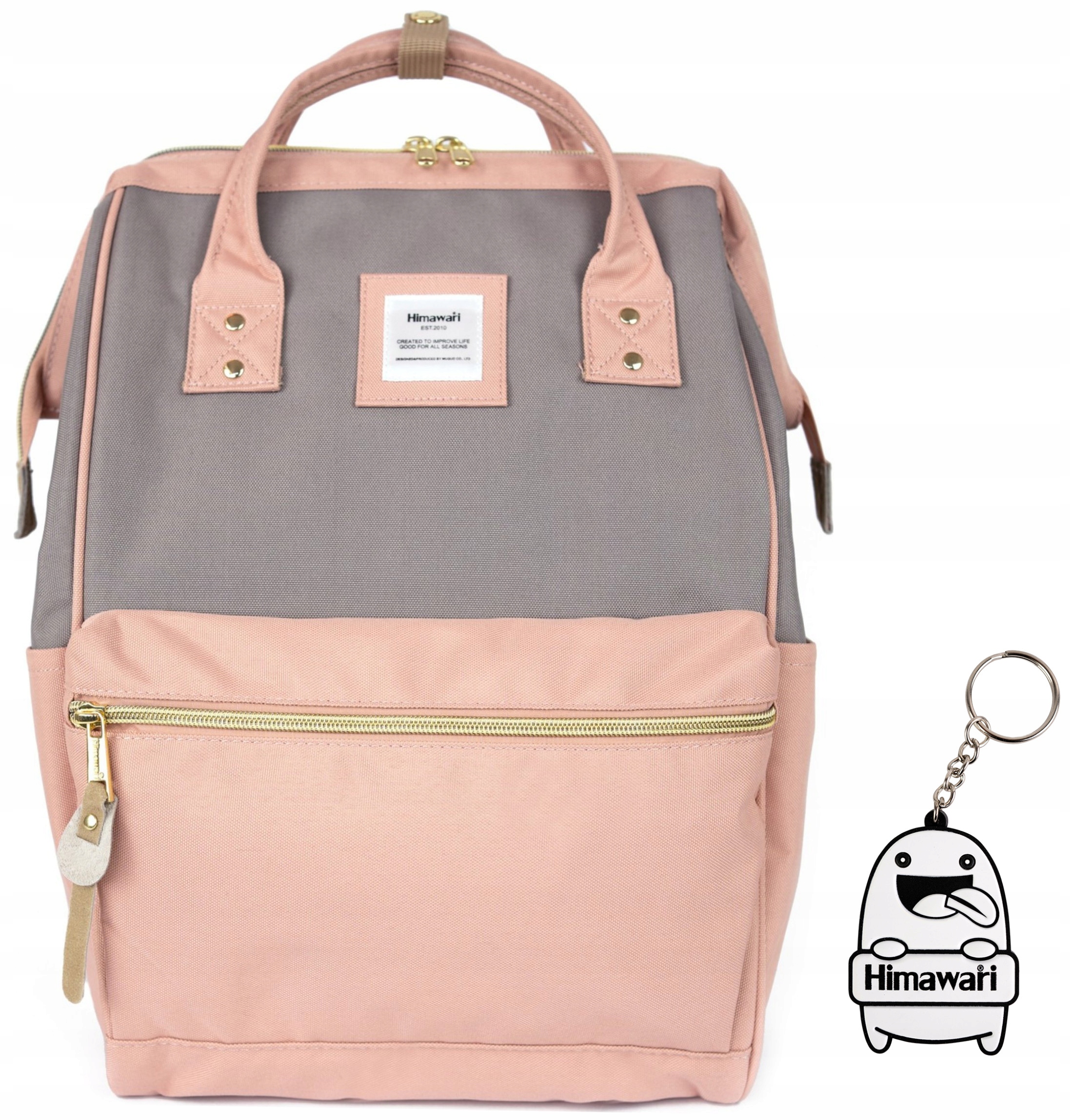 Batoh Himawari Dual M multifunkční na nákupy, Usb, světle růžový