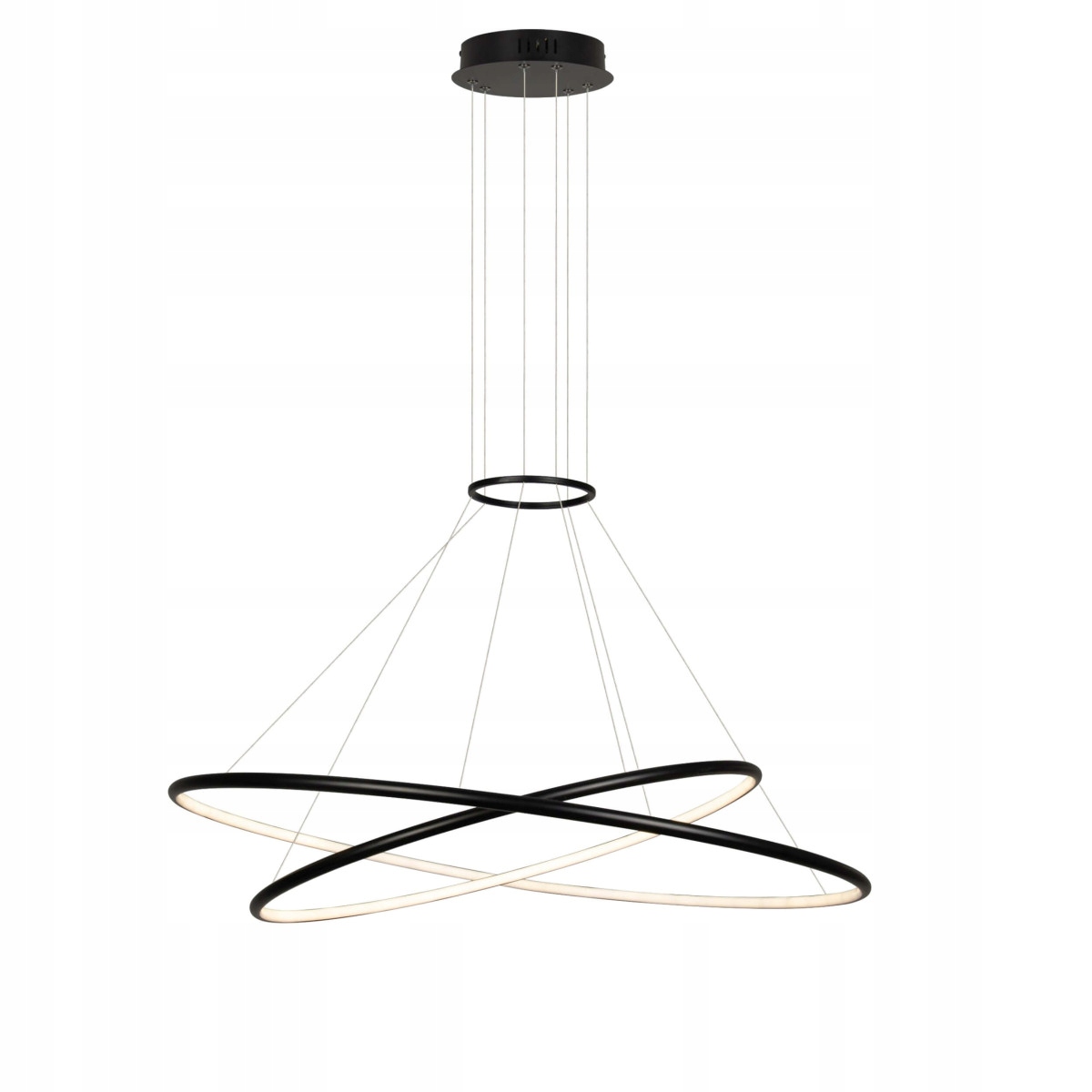 Černá závěsná lampa s dvěma protínajícími se kruhy Halifax Led