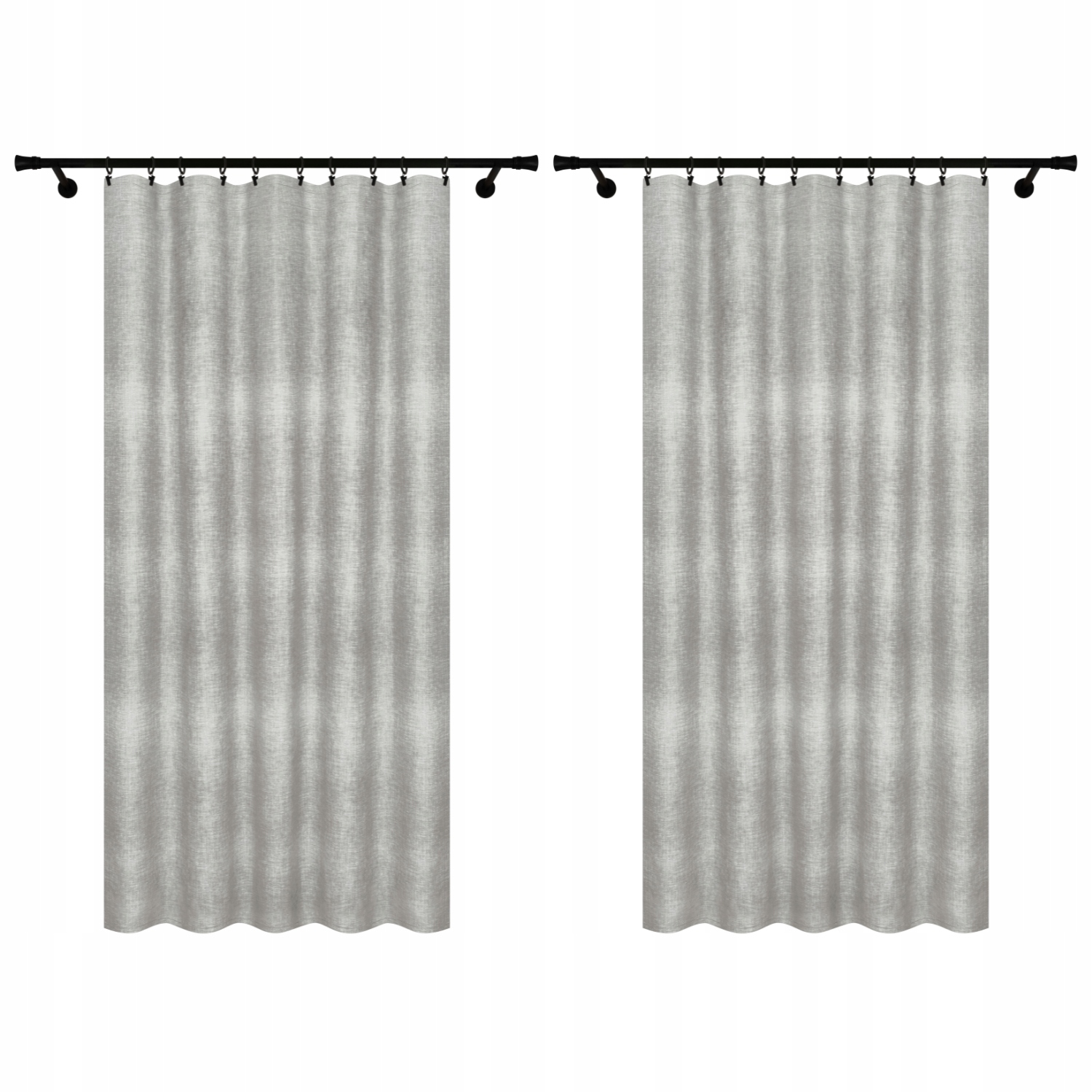 Šedé Záclony Na Pásce 140 x 250 cm Lněný Vzor Kusový Závěs