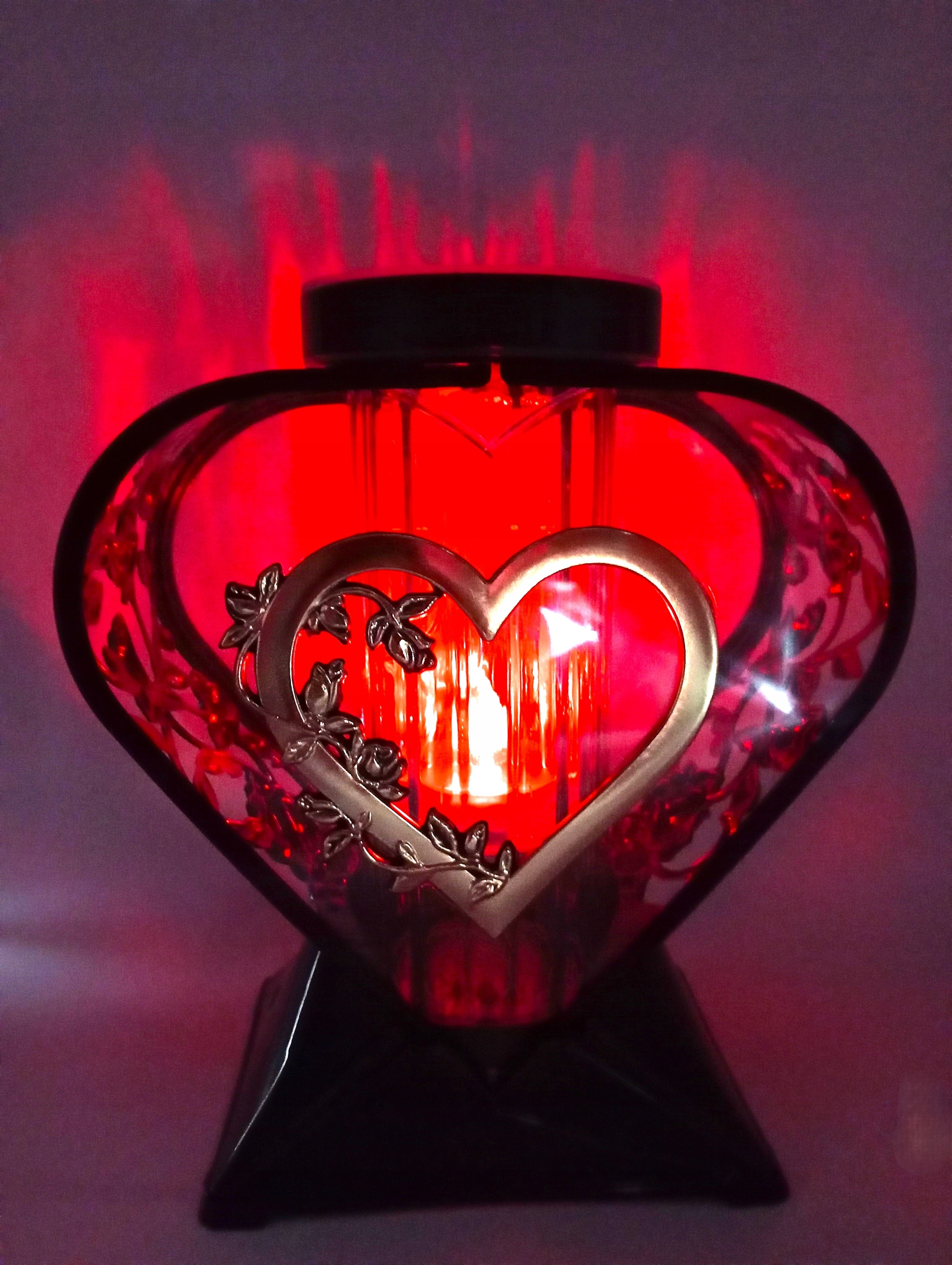 Hřbitovní Svíčka Kaplička Srdce Led Černá Zlatá Růže Odolná Velký 27 CM