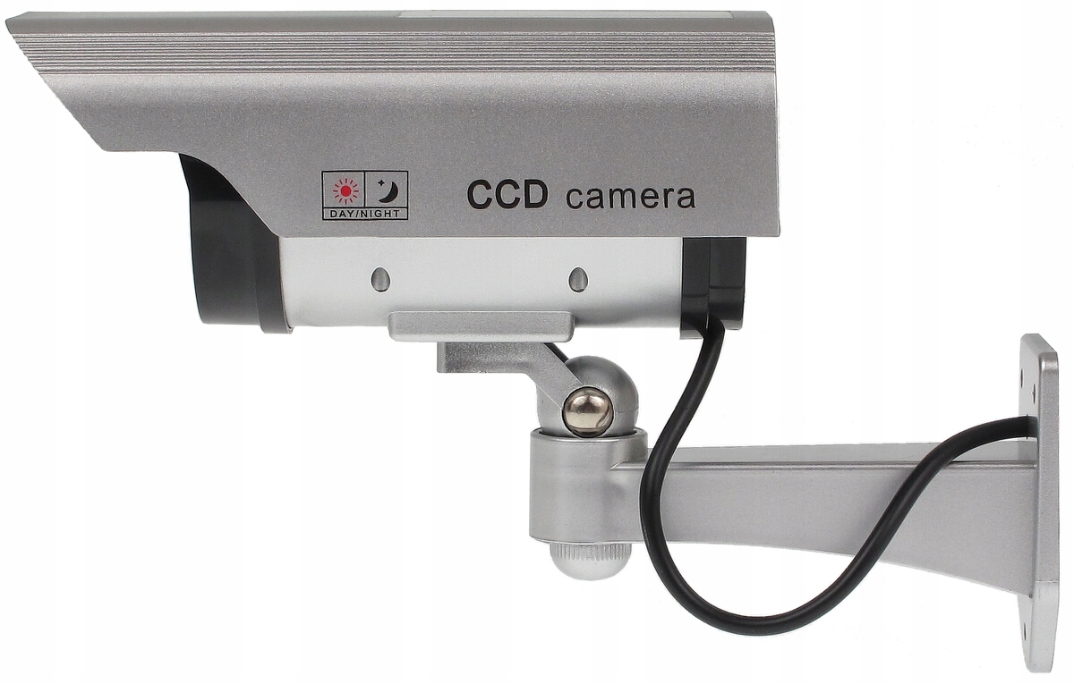 Kamera Atrapa zewnętrzna z uchwytem LED Srebrna Model ACC-103S/LED