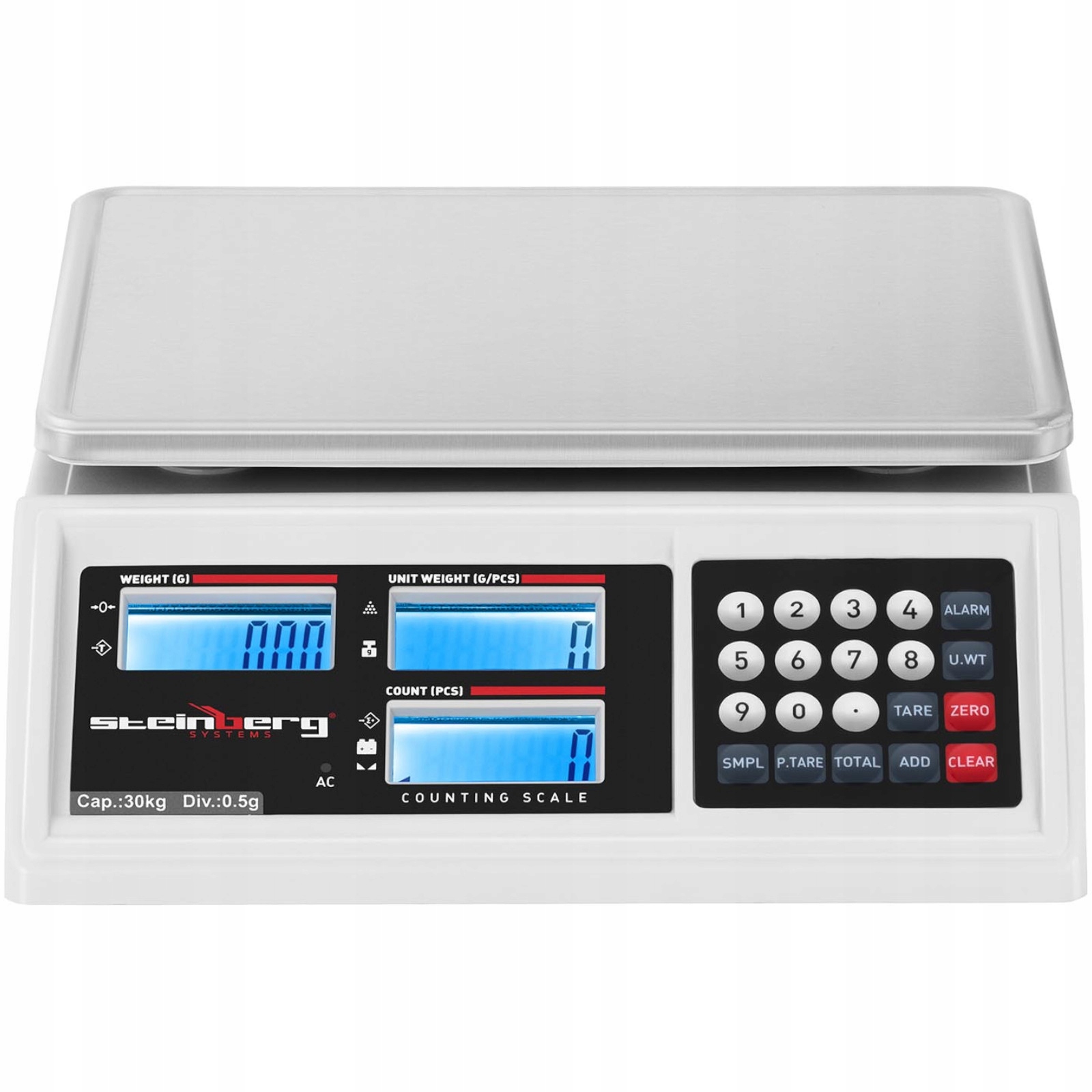 Waga sklepowa handlowa licząca LCD RS232 30000 g / 0.5 g Głębokość szalki 22.8 cm