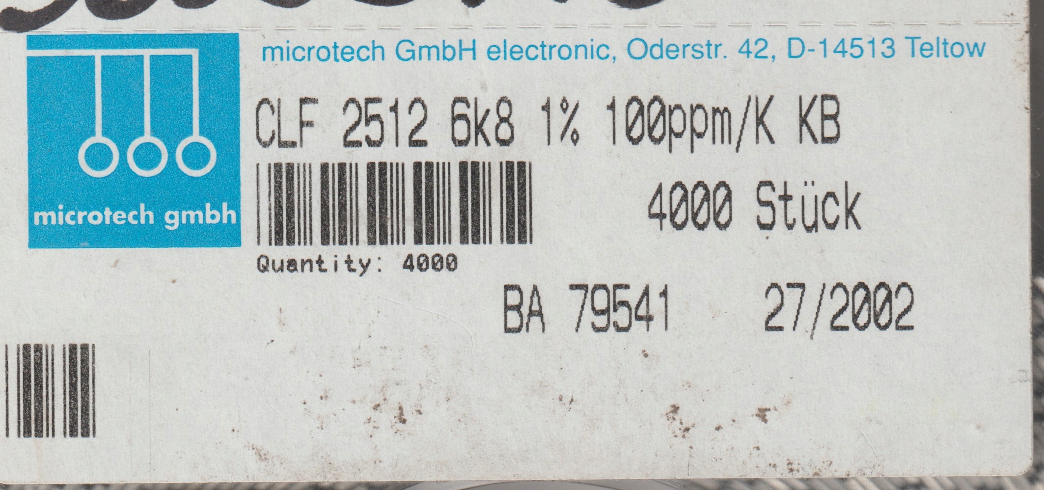 [20szt] 6K8 1% 100ppm 1W rezystor Smd 2512 Microtech