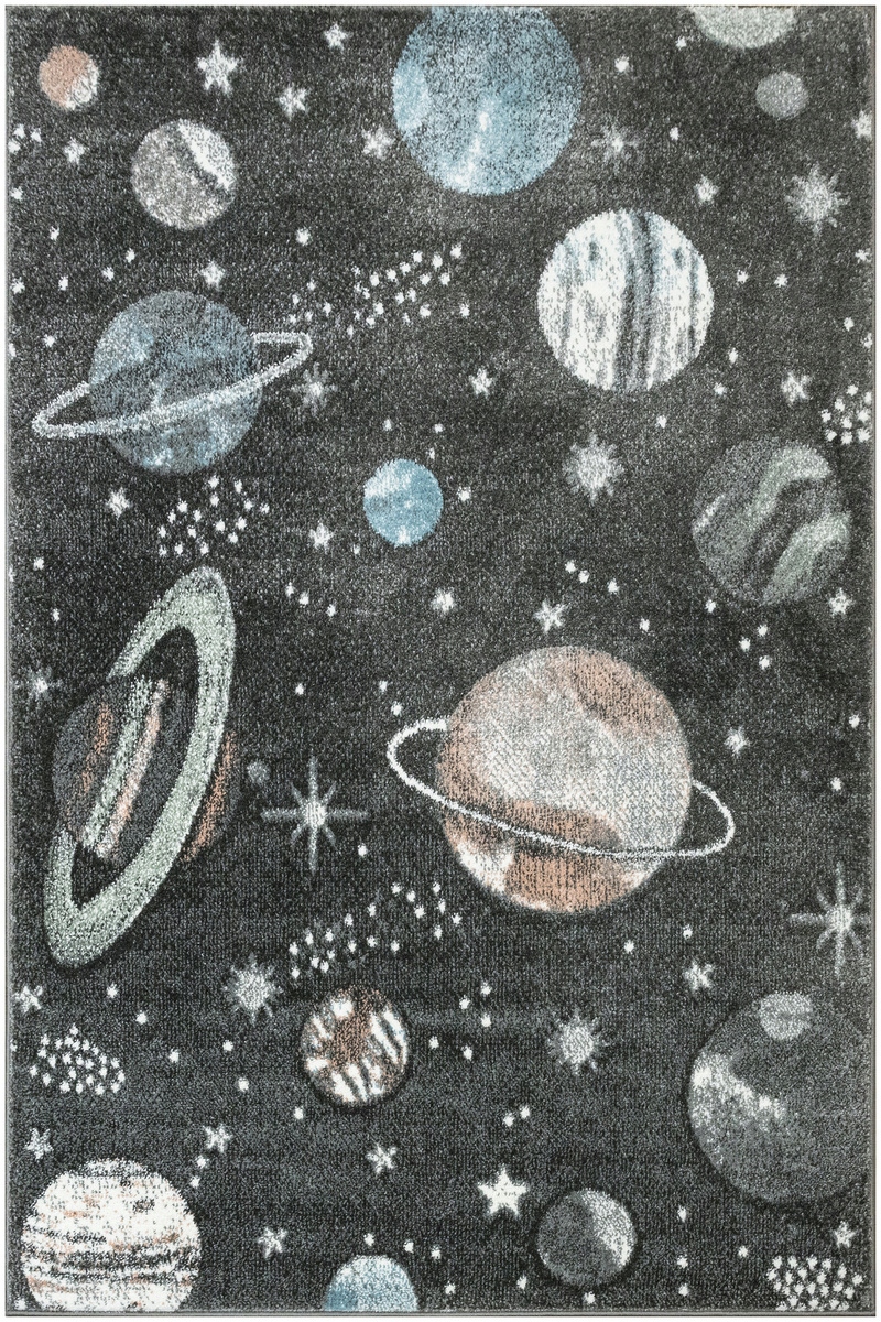 Dywan Chłopięcy W Planety Kosmos Galaktyka Ciemny Szary Lima 240x330 cm