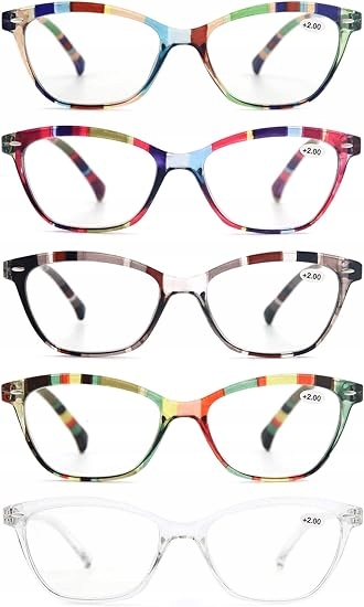 Modfans okulary do czytania 5 par kolorowe +1.50