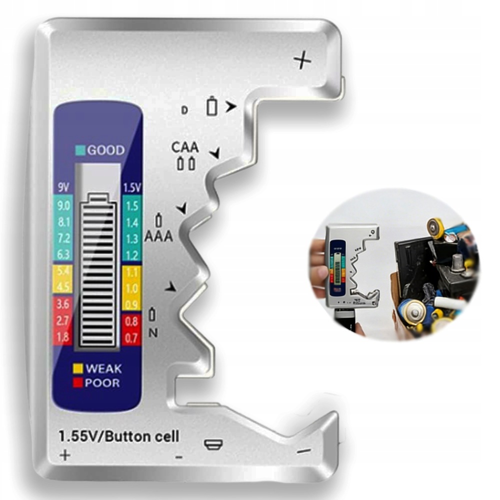 Cyfrowy Tester Baterii Z Wyswietlaczem LCD I Akumulatorków Aa Aaa 12V 24V