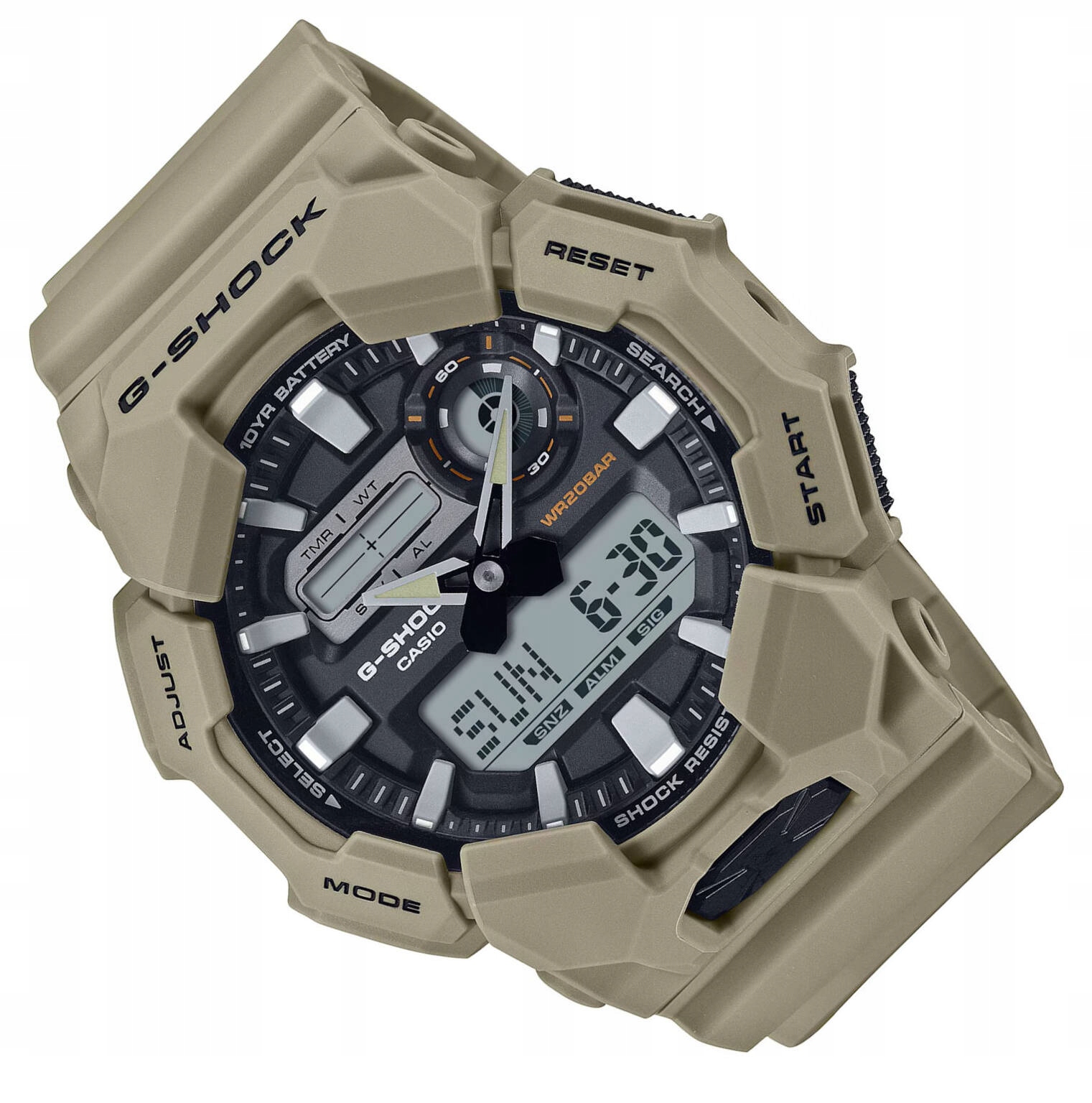 Khaki Sportovní Voděodolné Hodinky Casio G-shock GA-010-5AER 200 M